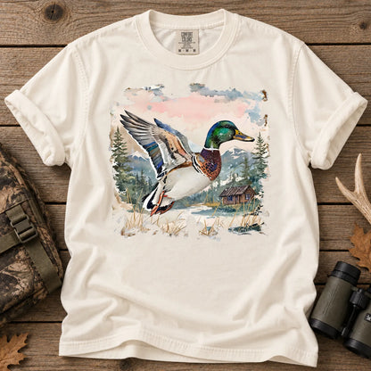 Watercolor Mallard Duck T-Shirt in Ivory