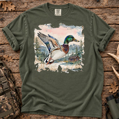 Watercolor Mallard Duck T-Shirt in Moss
