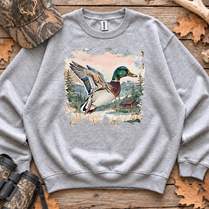 Watercolor Mallard Fall Sweatshirt in Sport Grey