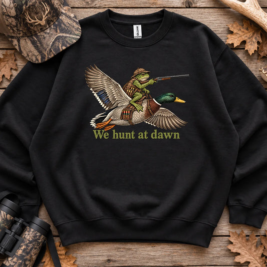 We Hunt at Dawn Frog Hunter Sweatshirt in Black