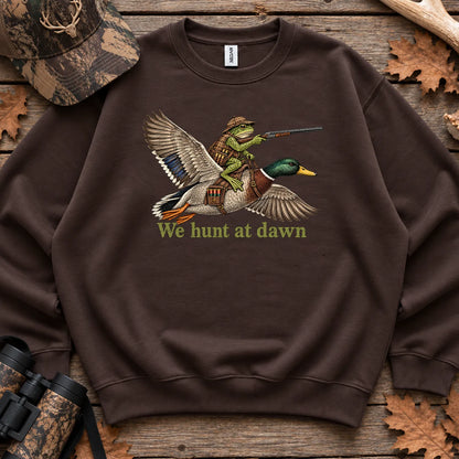 We Hunt at Dawn Frog Hunter Sweatshirt in Dark Chocolate