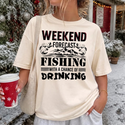 Weekend Forecast Fishing T-Shirt Women model in Ivory