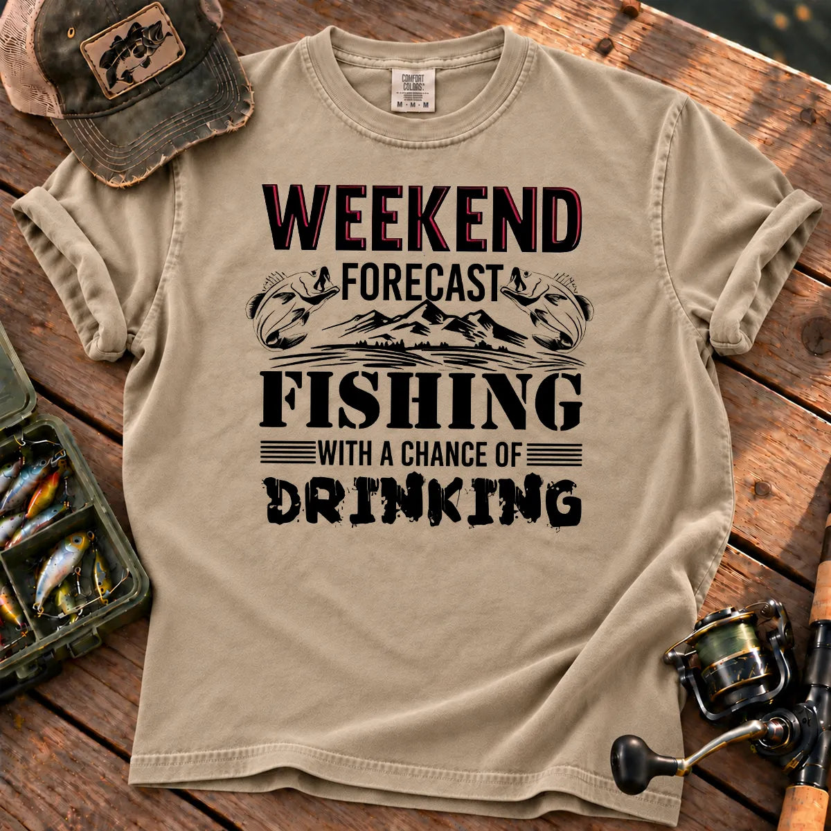 Weekend Forecast Fishing T-Shirt in Sandstone