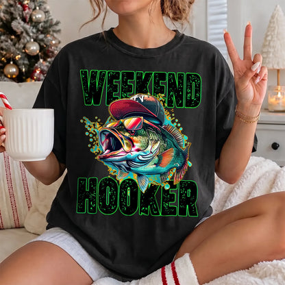 Weekend Hooker Bass T-Shirt Women model in Black