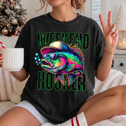 Weekend Hooker Neon Bass T-Shirt Women model in Black