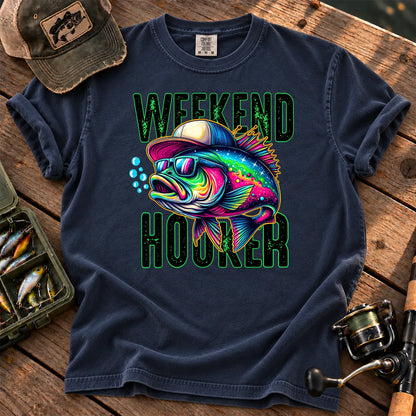 Weekend Hooker Neon Bass T-Shirt in True Navy