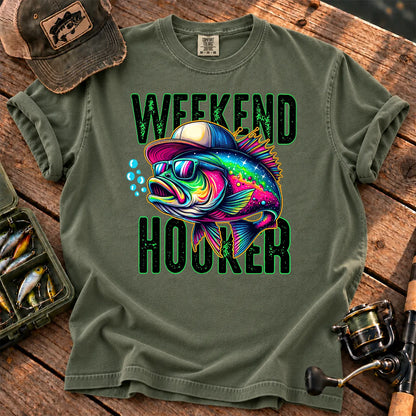 Weekend Hooker Neon Bass T-Shirt in Moss