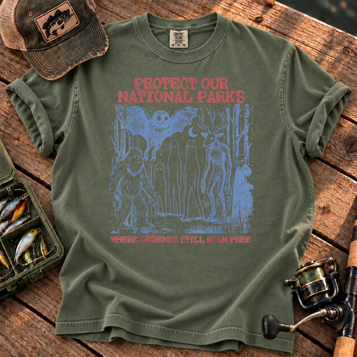 Where Legends Still Roam Cryptid T-Shirt in Moss