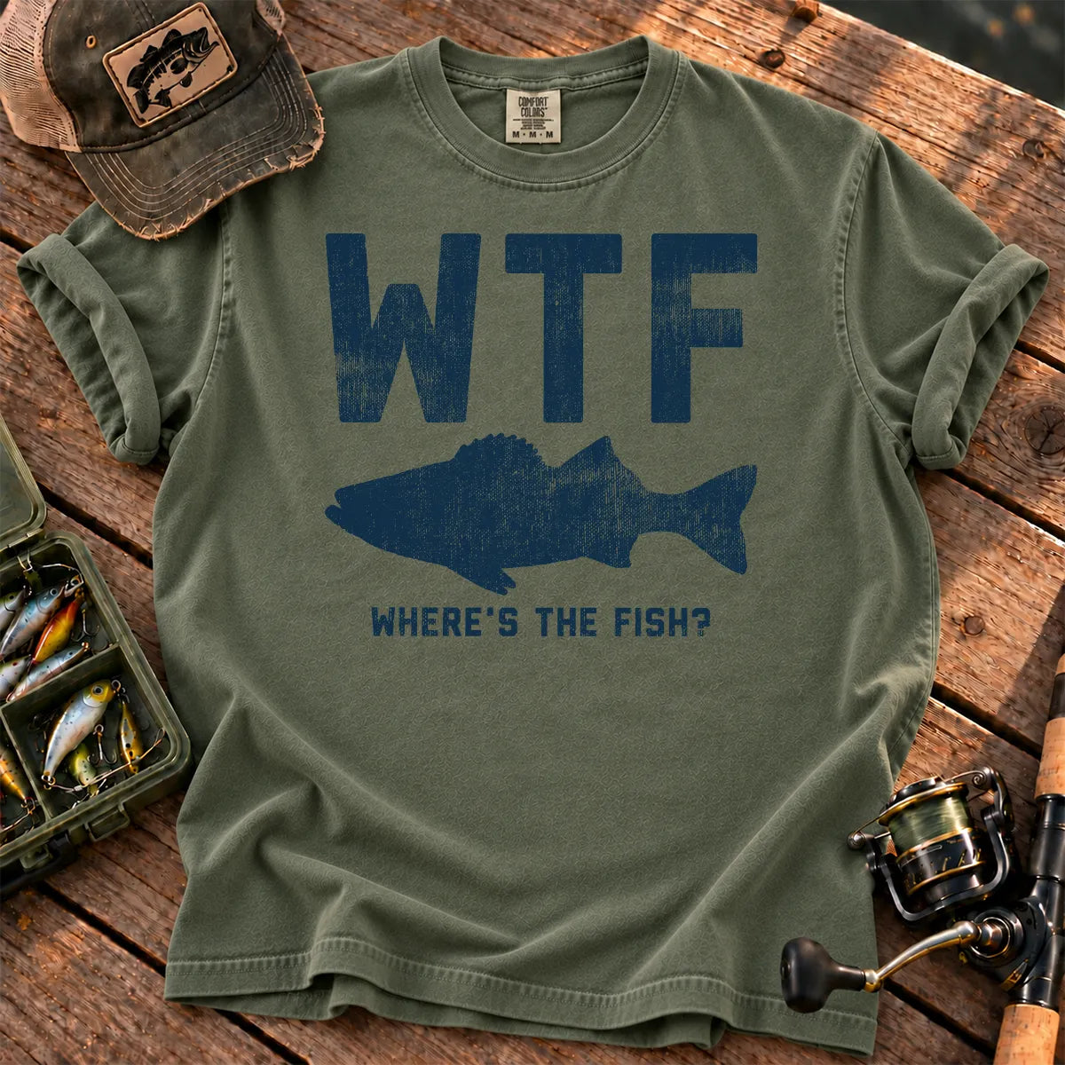 Where's the Fish T-Shirt in Moss
