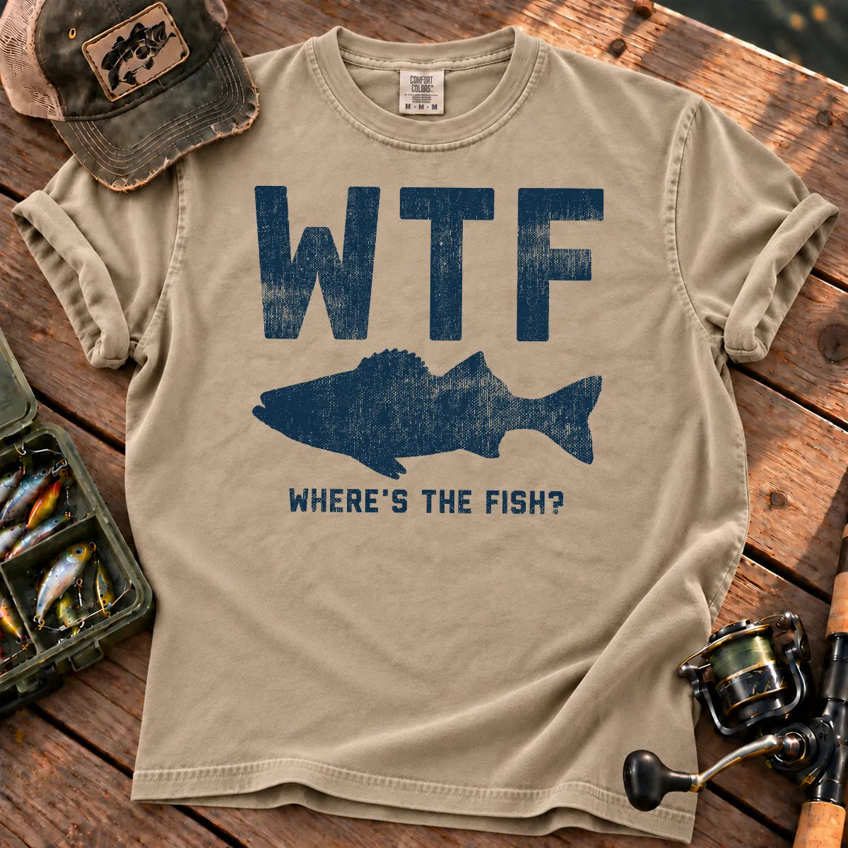 Where's the Fish T-Shirt in Sandstone