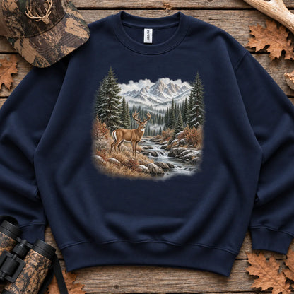 Whitetail Buck Mountain River Sweatshirt in Navy