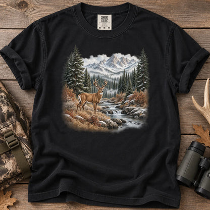Whitetail Buck Mountain T-Shirt in Black