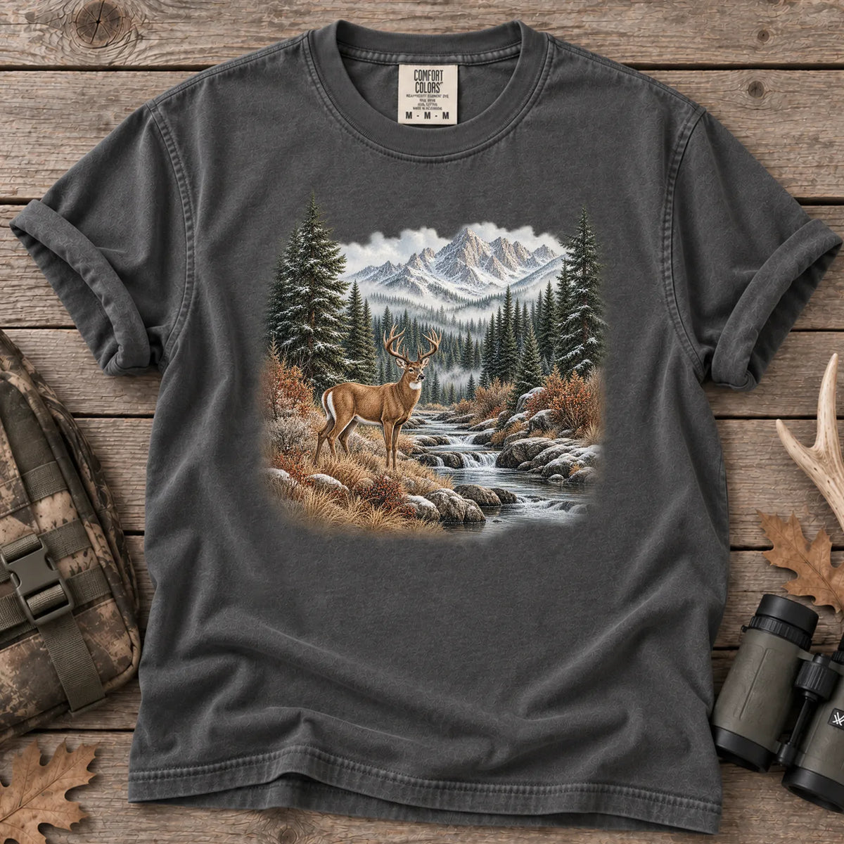 Whitetail Buck Mountain T-Shirt in Pepper