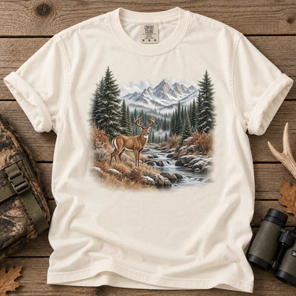 Whitetail Buck Mountain T-Shirt in Ivory