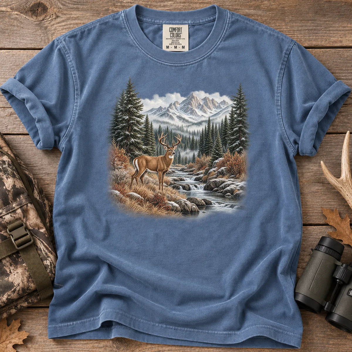 Whitetail Buck Mountain T-Shirt in Blue Jean