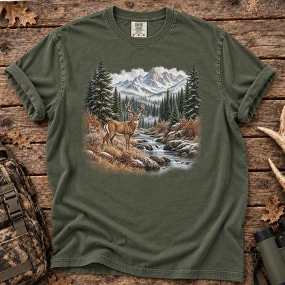 Whitetail Buck Mountain T-Shirt in Moss