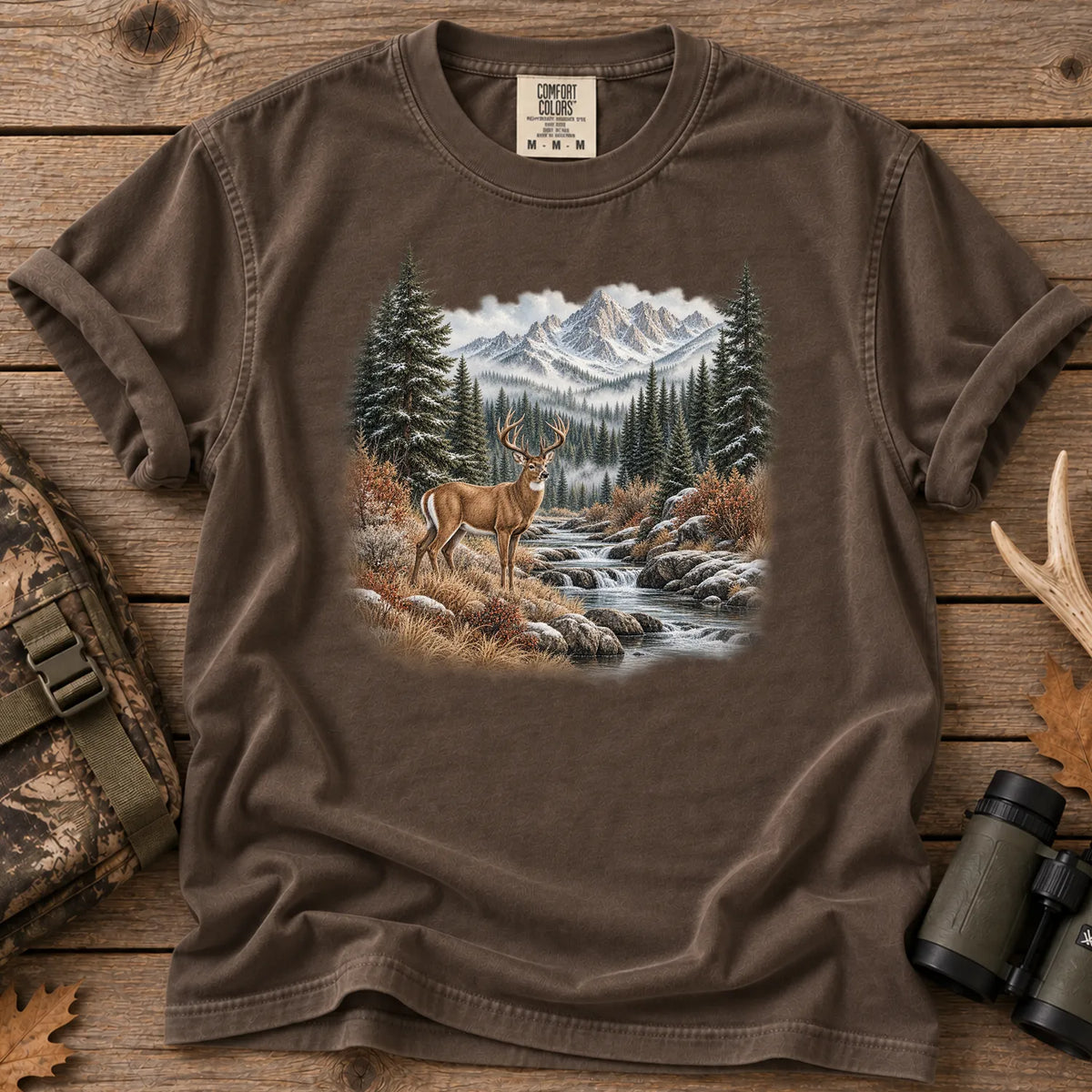 Whitetail Buck Mountain T-Shirt in Espresso