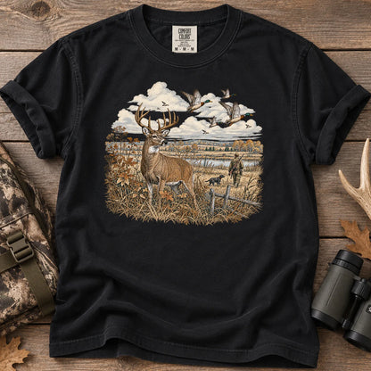 Whitetail Deer and Ducks T-Shirt in Black