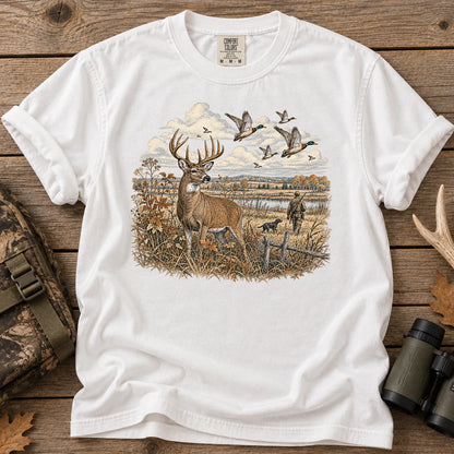 Whitetail Deer and Ducks T-Shirt in White