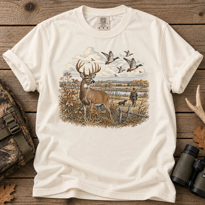 Whitetail Deer and Ducks T-Shirt in Ivory