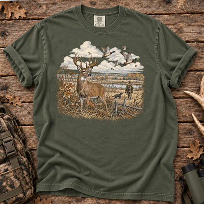 Whitetail Deer and Ducks T-Shirt in Moss