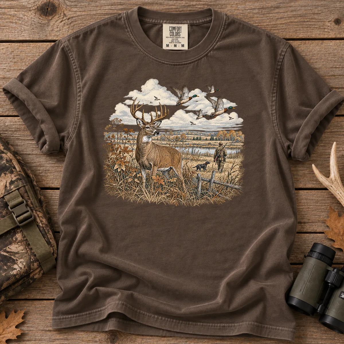Whitetail Deer and Ducks T-Shirt in Espresso