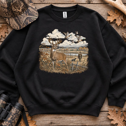 Whitetail Deer and Mallards Sweatshirt in Black