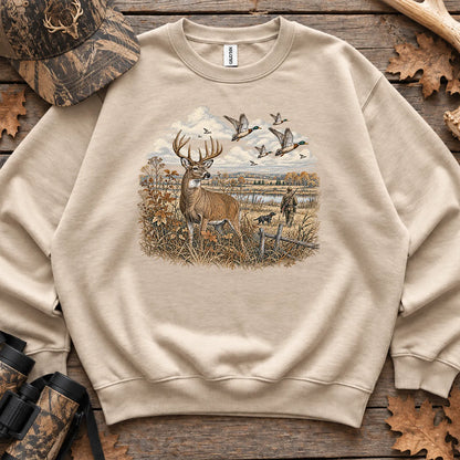Whitetail Deer and Mallards Sweatshirt in Sand