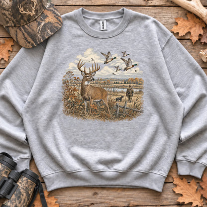 Whitetail Deer and Mallards Sweatshirt in Sport Grey
