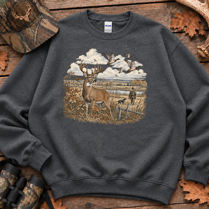 Whitetail Deer and Mallards Sweatshirt in Dark Heather