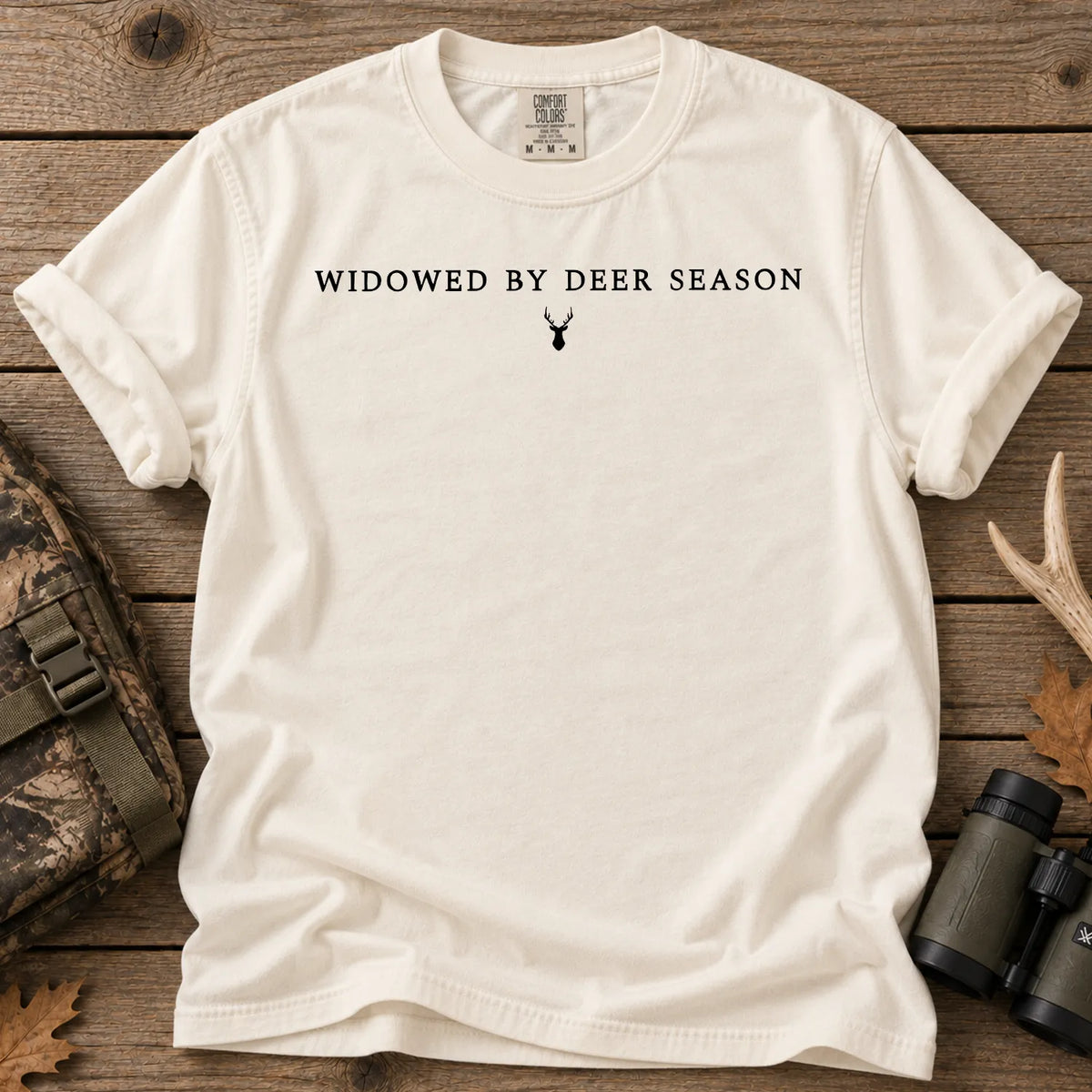 Widowed by Deer Season T-Shirt in Ivory