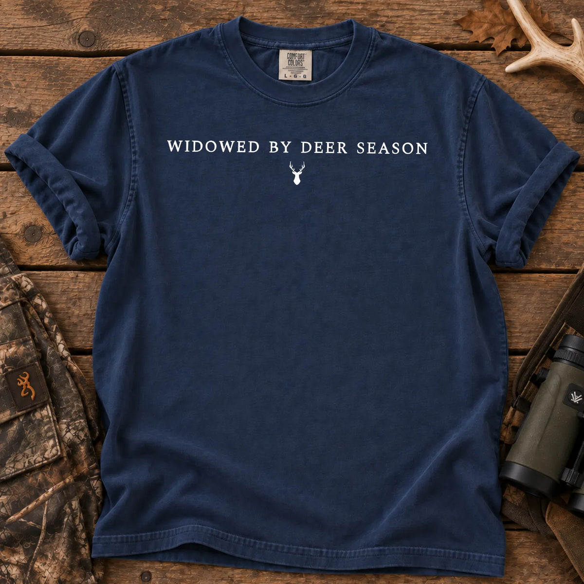 Widowed by Deer Season T-Shirt in True Navy
