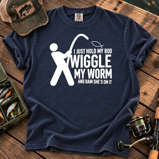 Wiggle My Worm Fishing T-Shirt in True Navy