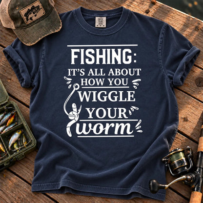 Wiggle Your Worm Fishing T-Shirt in True Navy