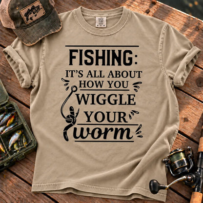 Wiggle Your Worm Fishing T-Shirt in Sandstone