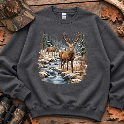 Winter Deer Wilderness Sweatshirt in Dark Heather