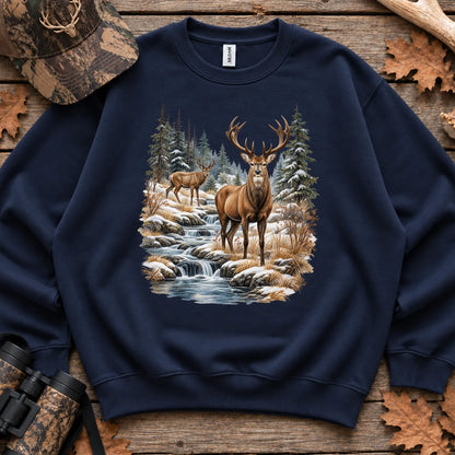 Winter Deer Wilderness Sweatshirt in Navy