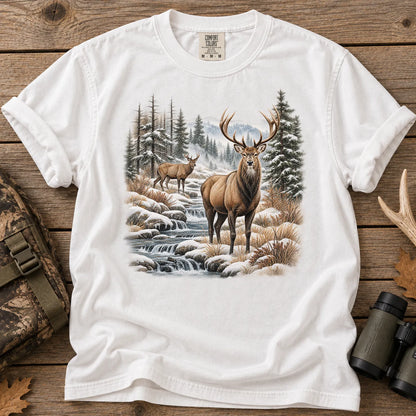 Winter Deer Wilderness T-Shirt in White