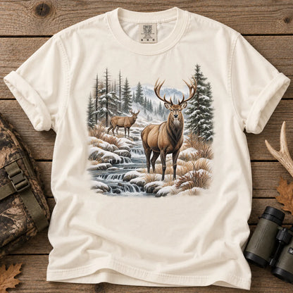 Winter Deer Wilderness T-Shirt in Ivory