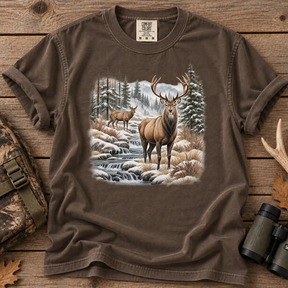 Winter Deer Wilderness T-Shirt in Espresso