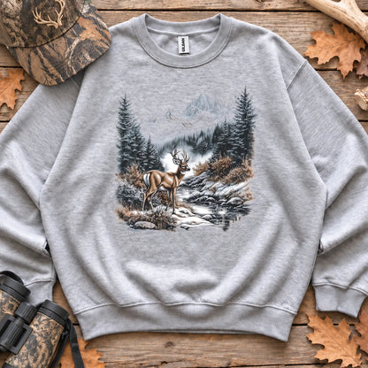 Winter Whitetail Buck Sweatshirt in Sport Grey