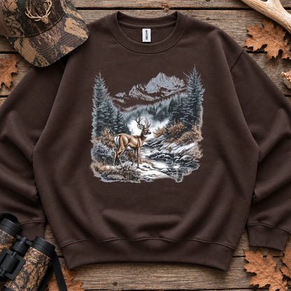 Winter Whitetail Buck Sweatshirt in Dark Chocolate