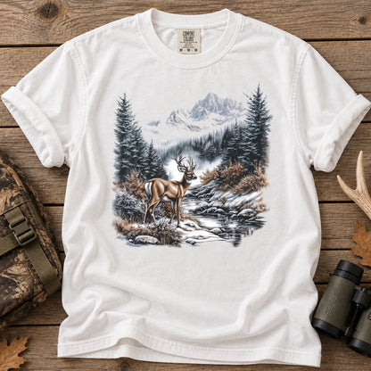 Winter Whitetail Buck T-Shirt in White