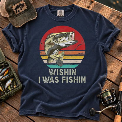 Wishin I Was Fishin T-Shirt in True Navy