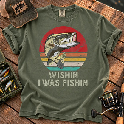 Wishin I Was Fishin T-Shirt in Moss