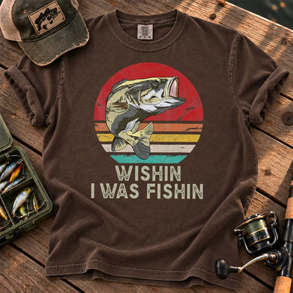 Wishin I Was Fishin T-Shirt in Espresso