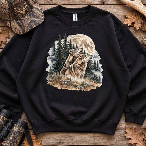 Wolves Howling at the Moon Sweatshirt in Black