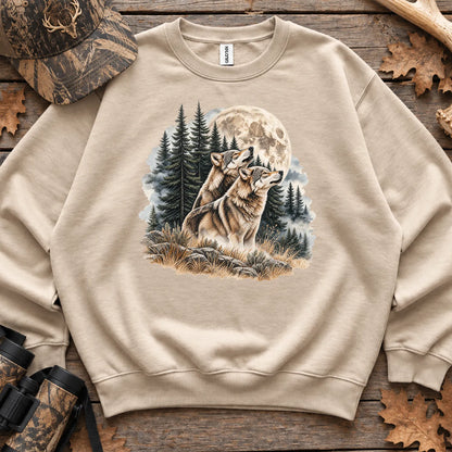 Wolves Howling at the Moon Sweatshirt in Sand