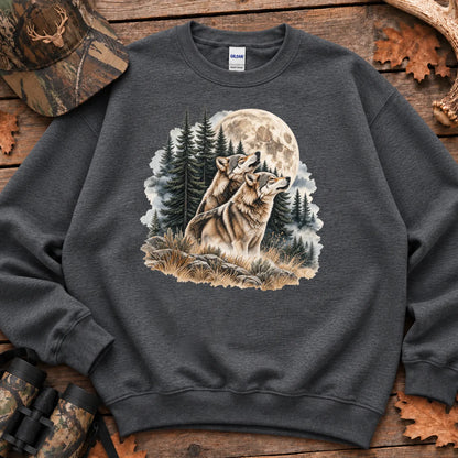 Wolves Howling at the Moon Sweatshirt in Dark Heather