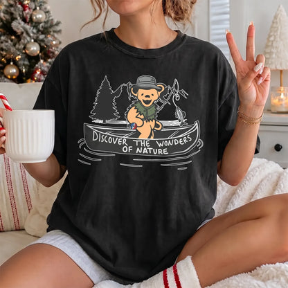 Wonders of Nature Fishing T-Shirt Women model in Black